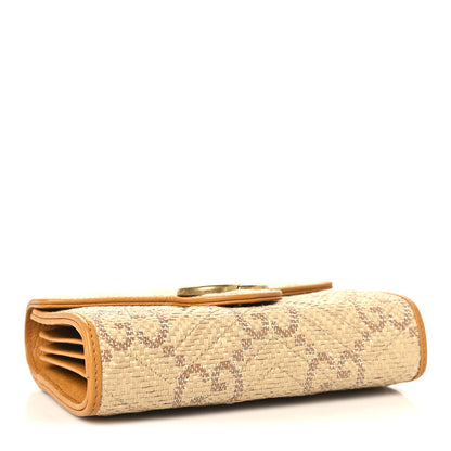 Gucci Raffia GG Monogram Matelasse GG Marmont Chain Wallet Natural Beige Off White Sun Oil 4 of 11