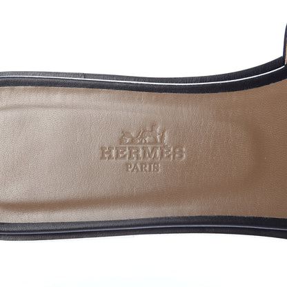 Hermes Box Calfskin Oran Sandals 38 Black 7 of 9