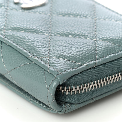 Chanel Caviar Quilted Zip Card Holder Light Blue 10 of 13