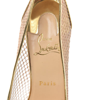 Christian Louboutin Metallic Fishnet Follies Resille 100 Pumps 39 Gold 5 of 7