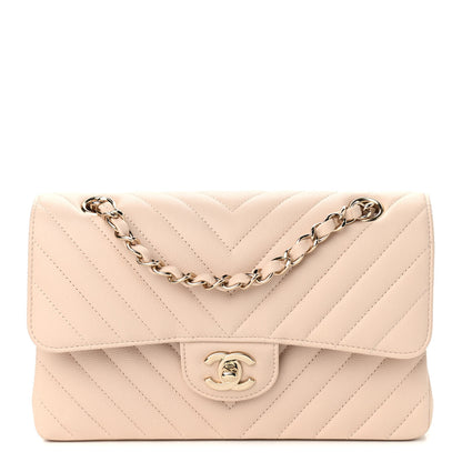 Chanel Caviar Chevron Quilted Small Double Flap Beige 1 of 10