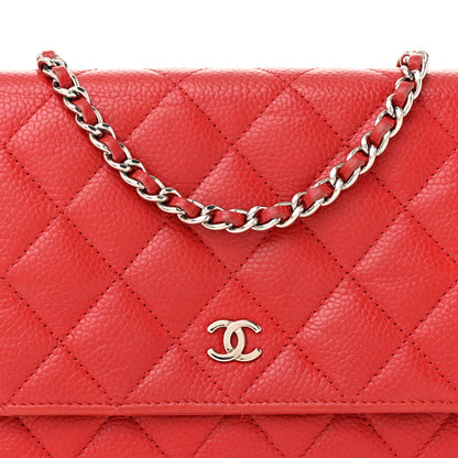 Chanel Caviar Quilted Wallet On Chain WOC Red 9 of 16