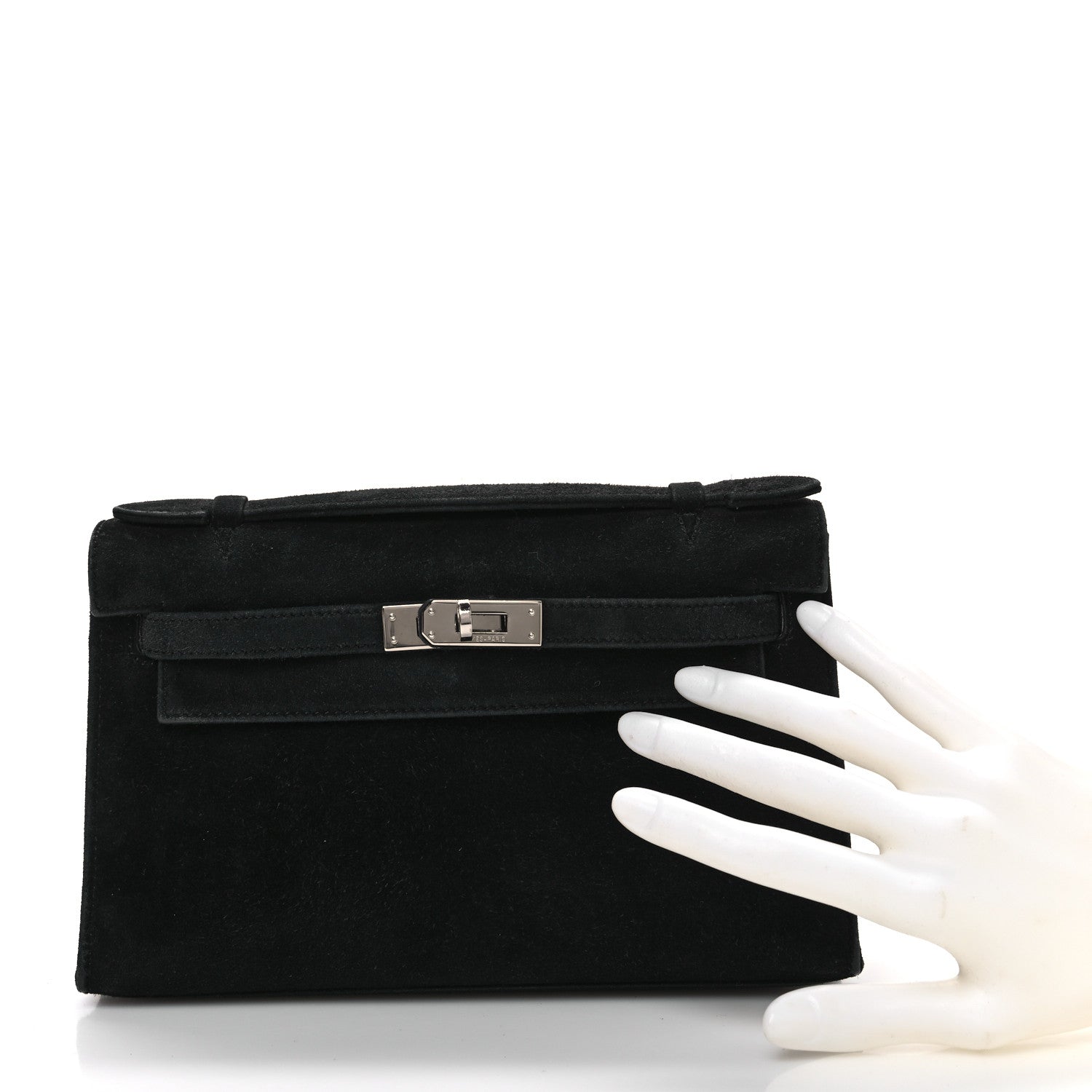 Hermes Veau Doblis Kelly Pochette Black 2 of 14