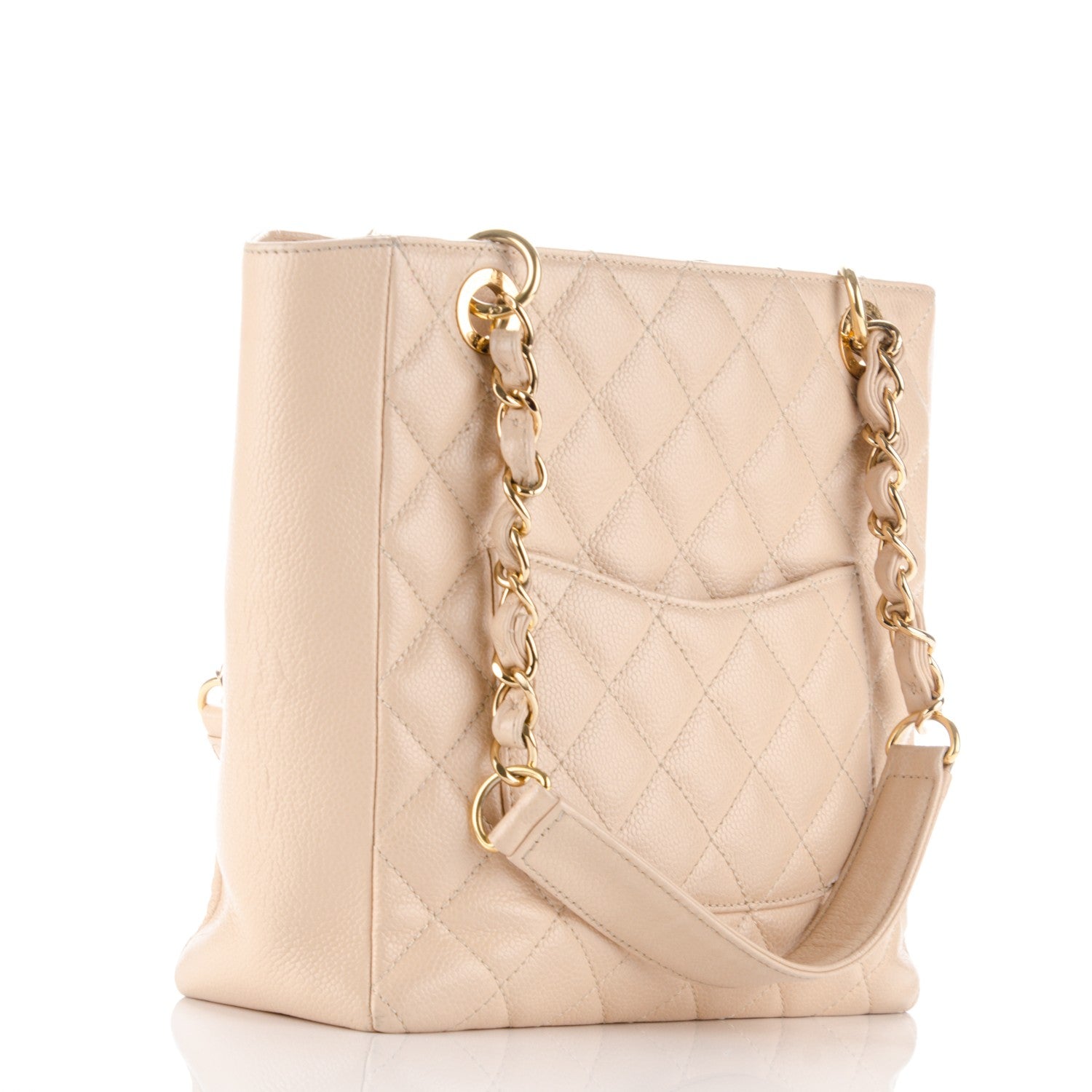 Chanel Caviar Quilted Petit Shopping Tote PST Beige Clair 3 of 9