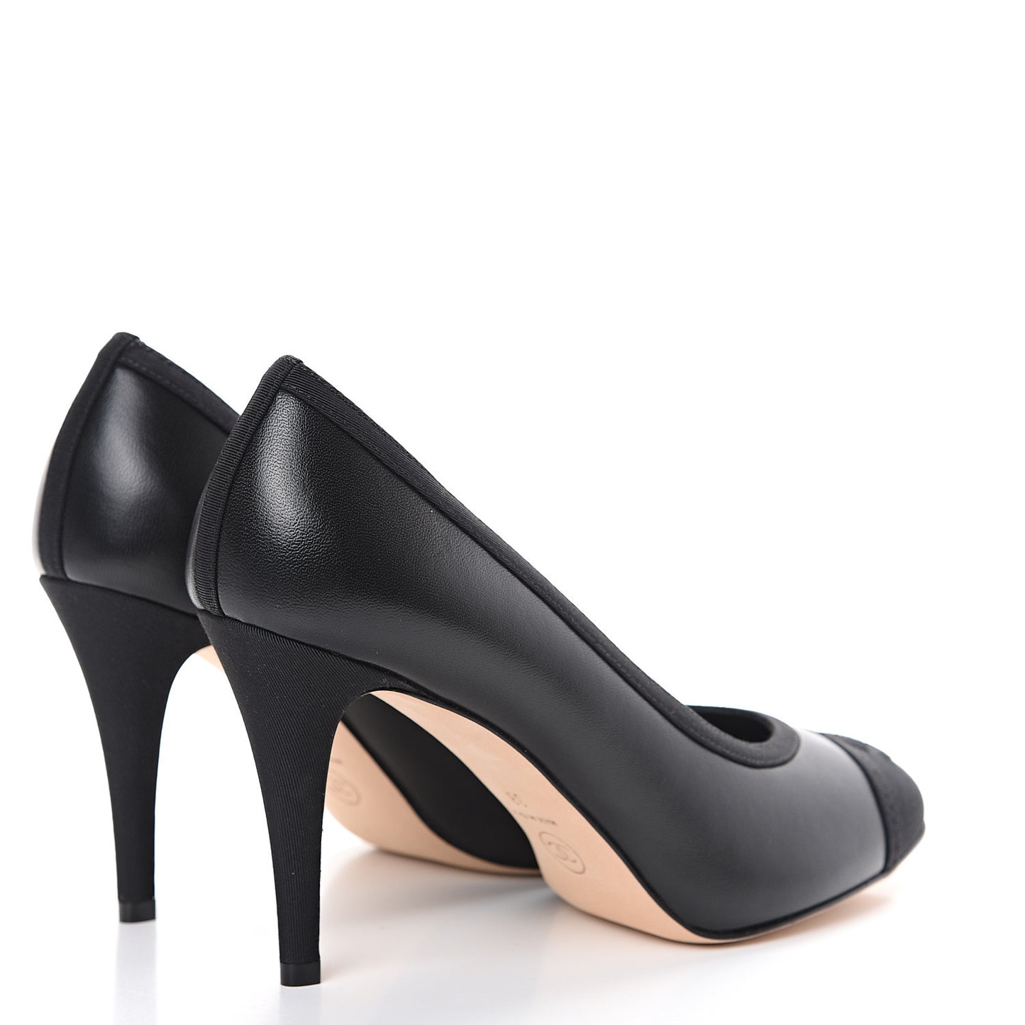 Lambskin Grosgrain Cap Toe CC Pumps 38 Black