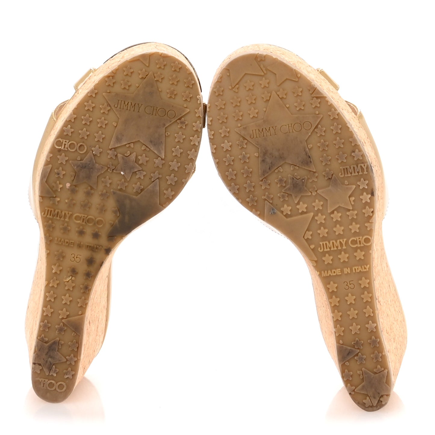 Patent Calfskin Perfume Cork Wedges 35 Nude