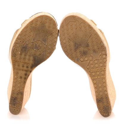 Jimmy Choo Patent Calfskin Perfume Cork Wedges 35 Nude 6 of 7