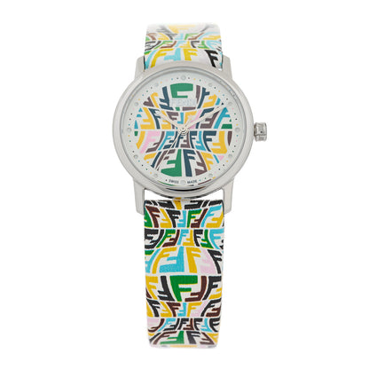 Fendi X SARAH COLEMAN Stainless Steel Calfskin 29mm FF Fish Eye Fendi Multi Quartz Watch 1 of 4