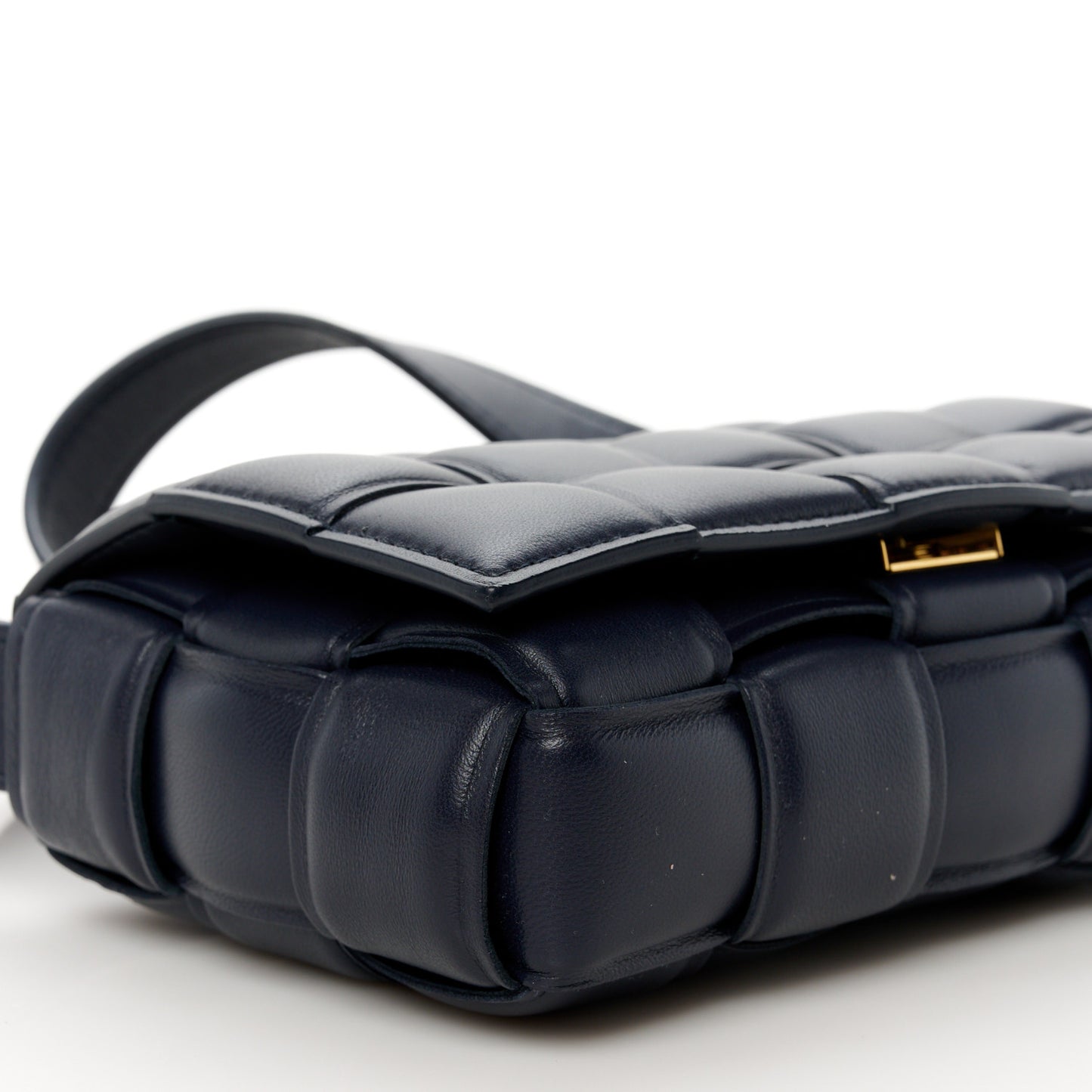 Nappa Maxi Intreccio Small Padded Cassette Crossbody Bag Deep Blue