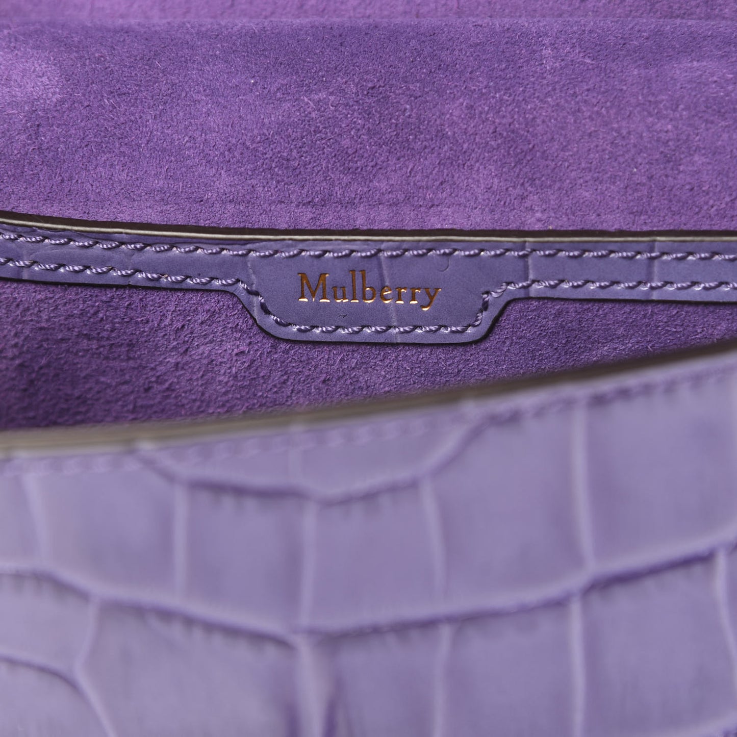 Calfskin Crocodile Embossed Mini Amberley Flap Purple