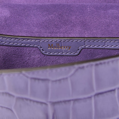 Mulberry Calfskin Crocodile Embossed Mini Amberley Flap Purple 6 of 11