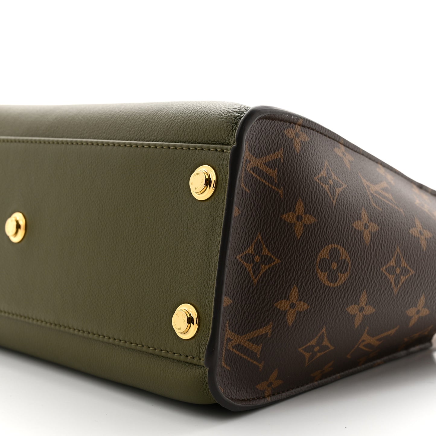 Calfskin Monogram On My Side MM Laurier Green Toffee Latte Beige