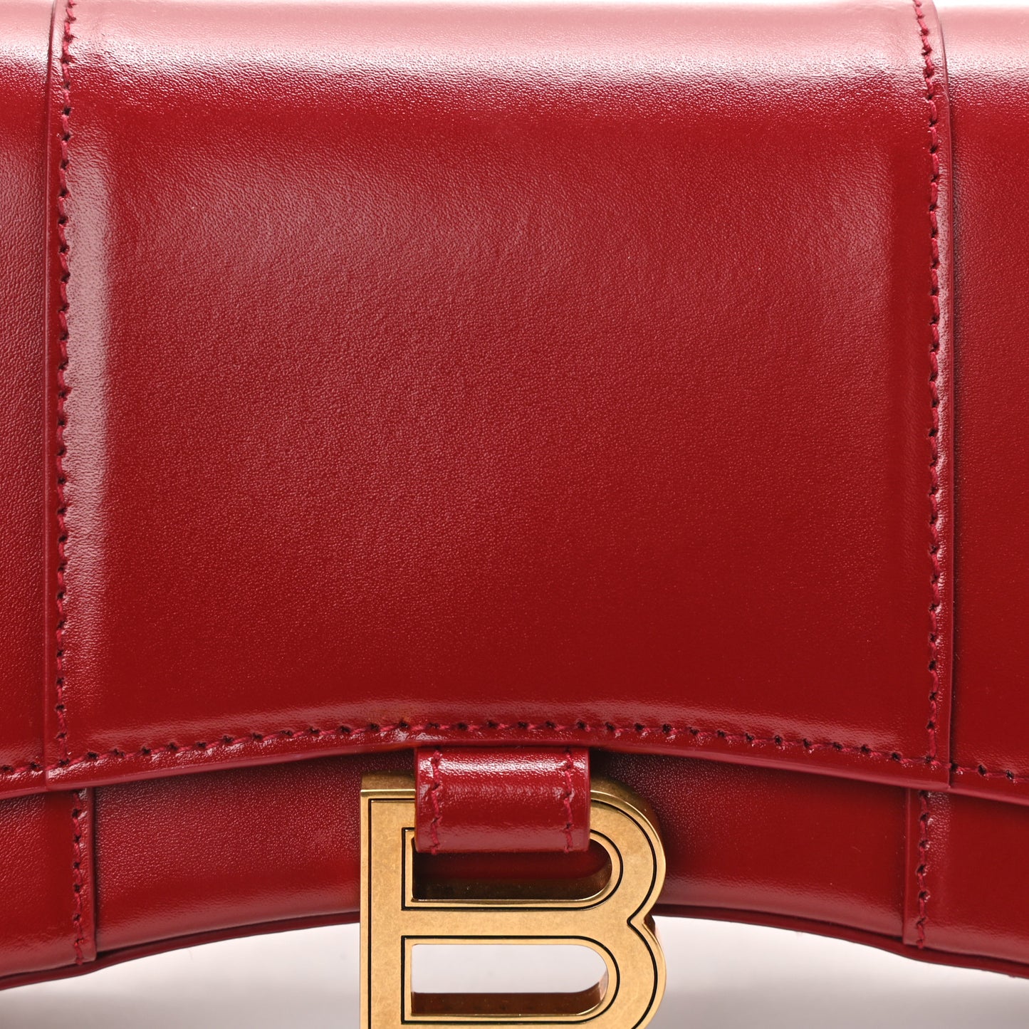 Shiny Box Calfskin Hourglass Chain Bag Bright Red
