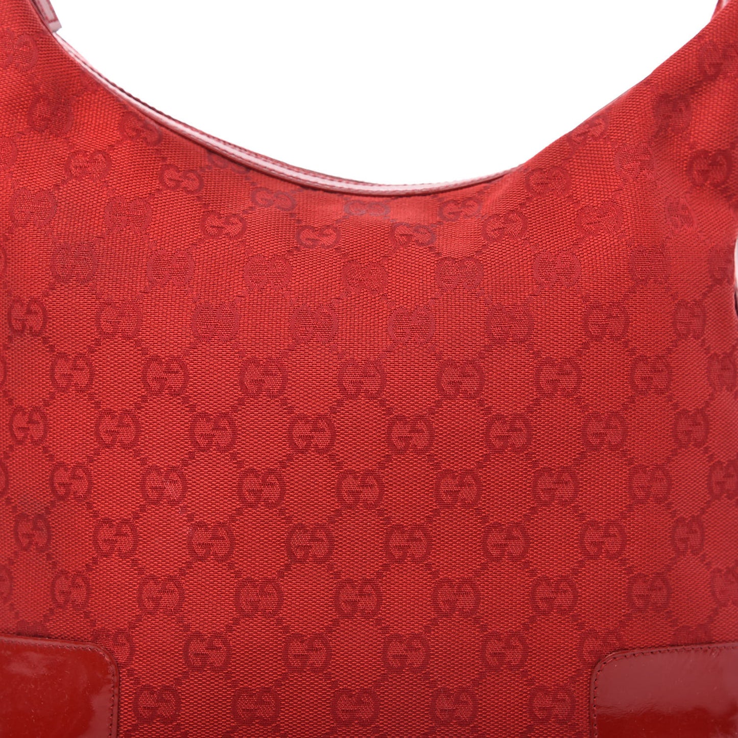 Canvas Patent Monogram Shoulder Bag Red