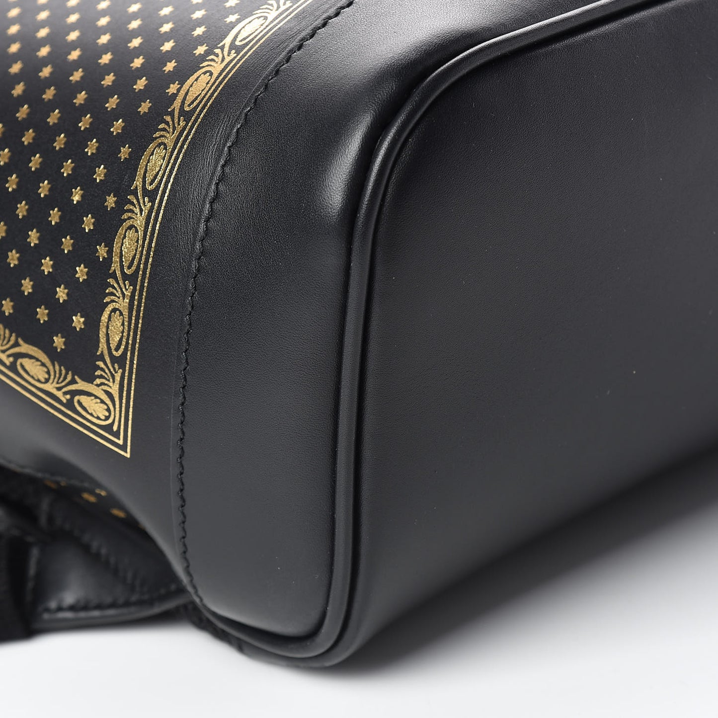 X SEGA Calfskin GUCCY Stars Dome Backpack Black Gold