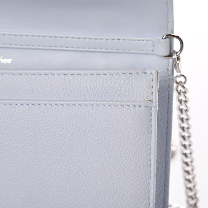 Christian Dior Grained Calfskin Diorama Wallet on Chain Pouch Light Blue 15 of 18