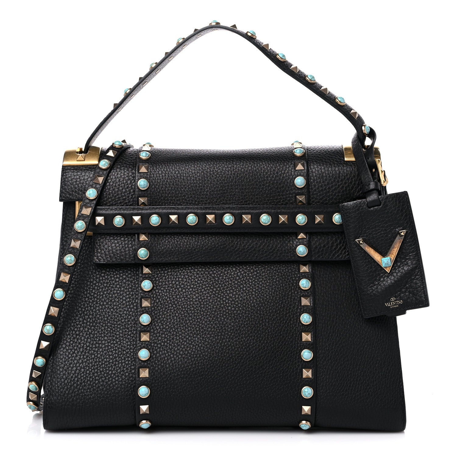 Valentino Garavani Alce Calfskin My Rockstud Rolling Frame Bag Black 1 of 8