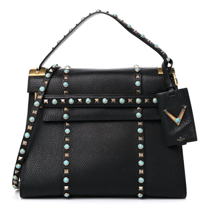 Valentino Garavani Alce Calfskin My Rockstud Rolling Frame Bag Black 1 of 8
