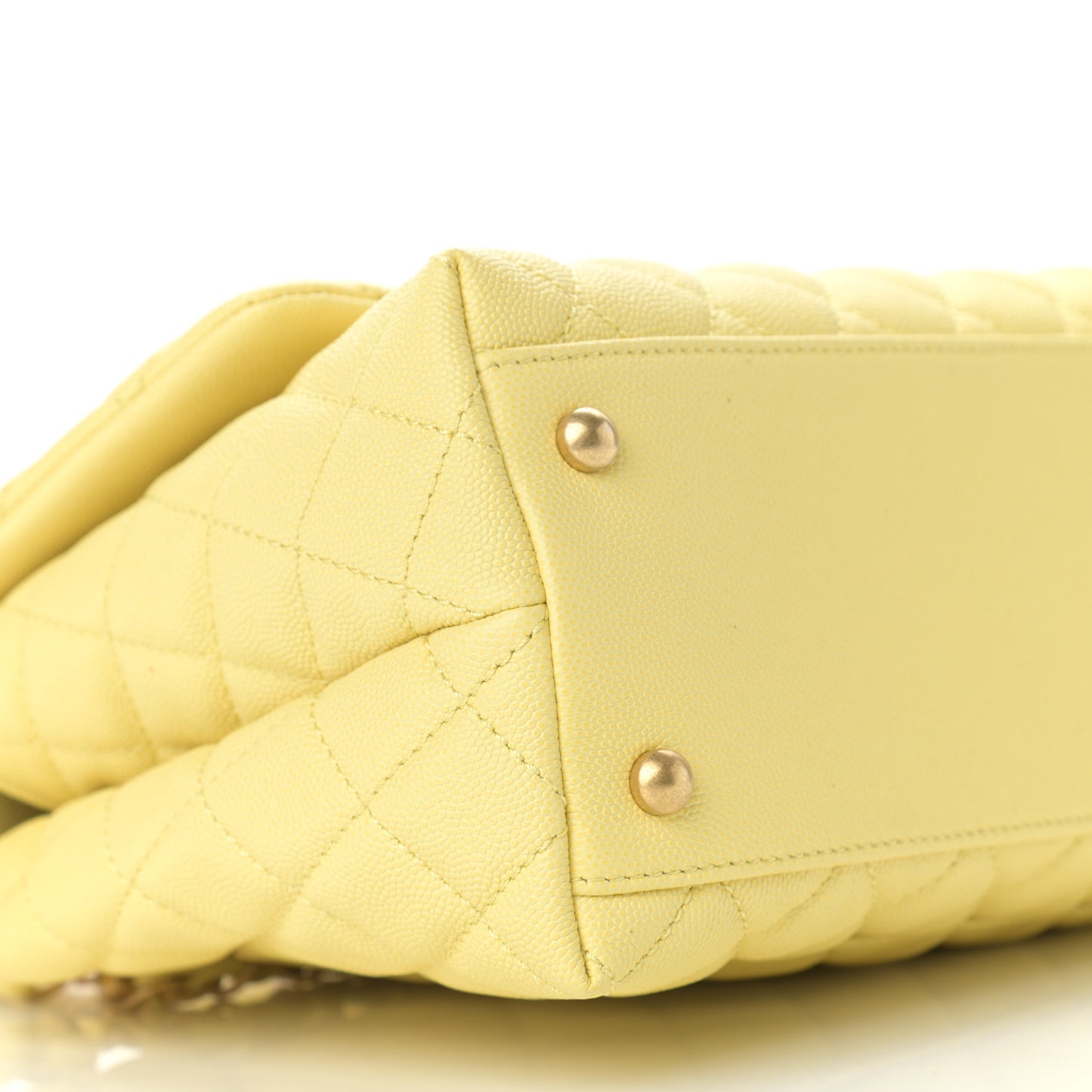 Caviar Quilted Small Coco Handle Flap Yellow
