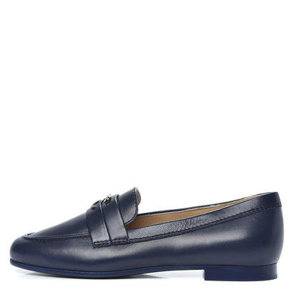 Chanel Lambskin CC Loafers 35.5 Navy 1 of 11