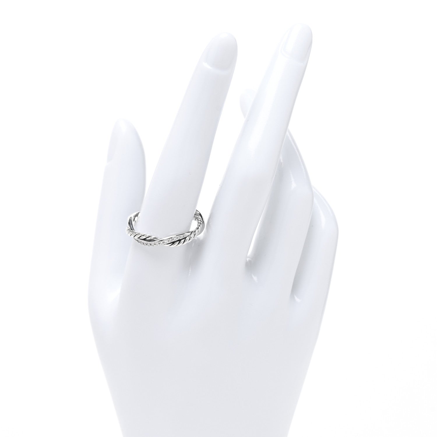 David Yurman Sterling Silver Diamond Petite Infinity Twist Ring 62 10 2 of 5