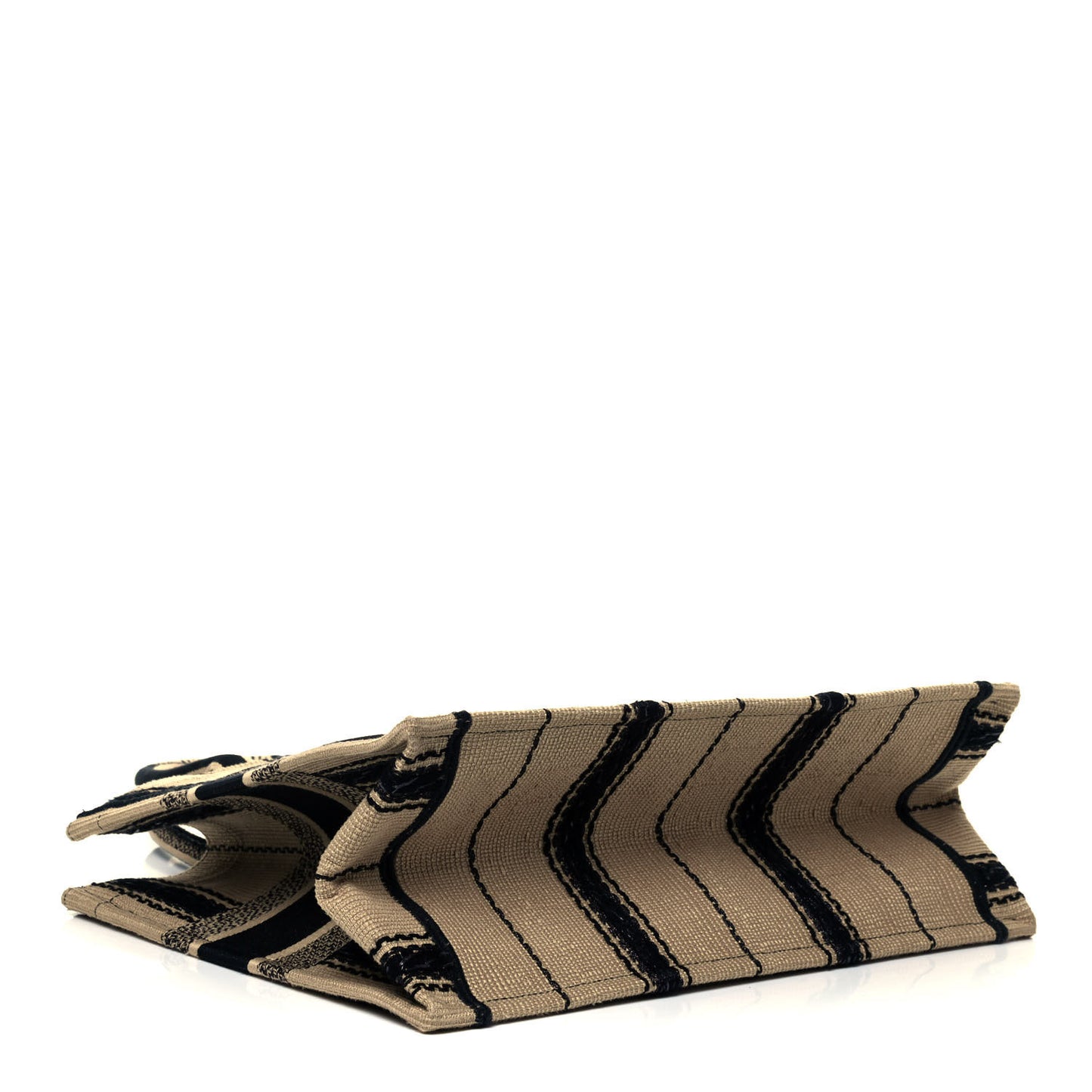 Canvas Embroidered Medium Bayadere Book Tote Black Beige