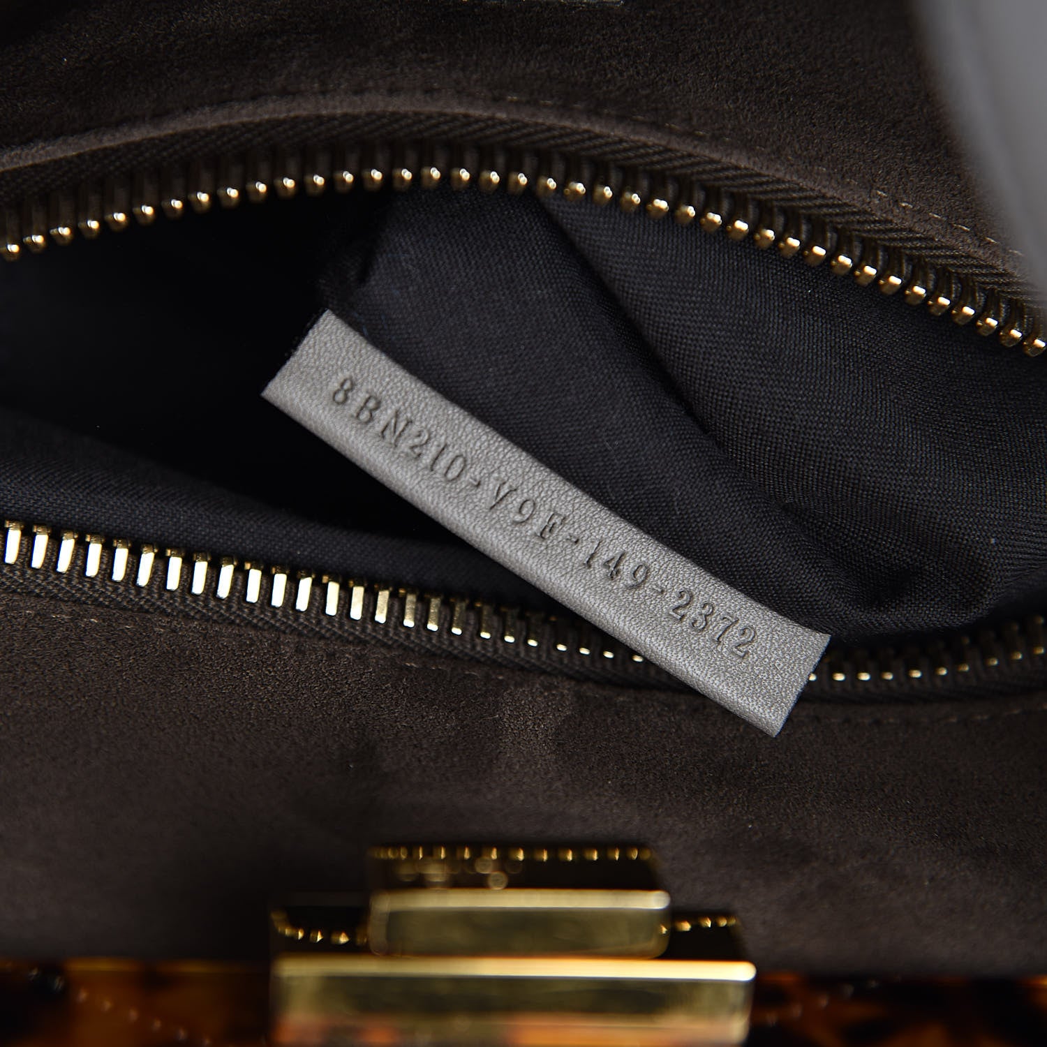 Fendi Vitello Seta Suede Plexiglass Tortoise Large Peekaboo Iconic Satchel Asfalto Marrone 8 of 11