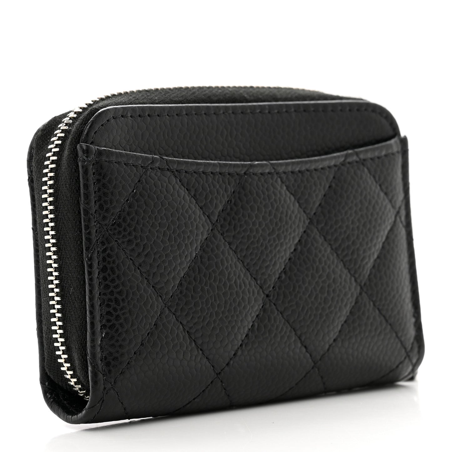 Caviar Quilted Zip Coin Purse Black