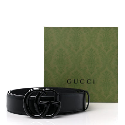 Gucci Azalea Calfskin Enamel Monochrome Double G 40mm Belt 110 44 Black 5 of 5