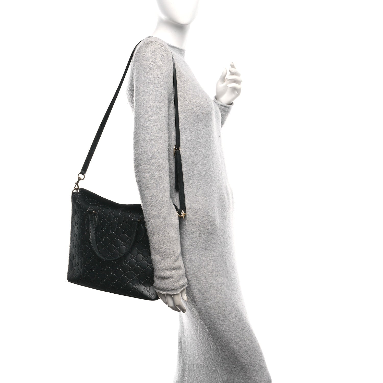 Gucci Guccissima Linea A Foldover Tote Black 2 of 10
