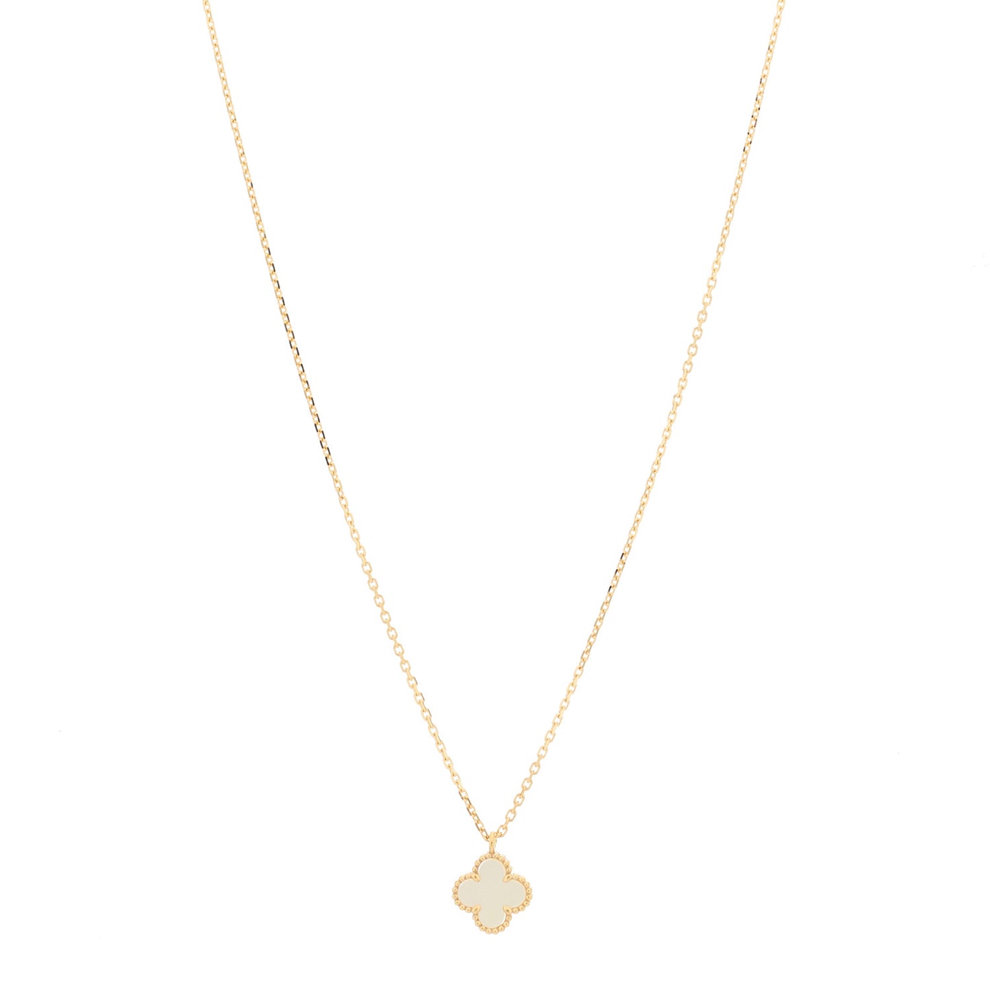 18K Yellow Gold Mother of Pearl Sweet Alhambra Pendant Necklace