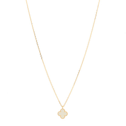 Van Cleef & Arpels 18K Yellow Gold Mother of Pearl Sweet Alhambra Pendant Necklace 1 of 6