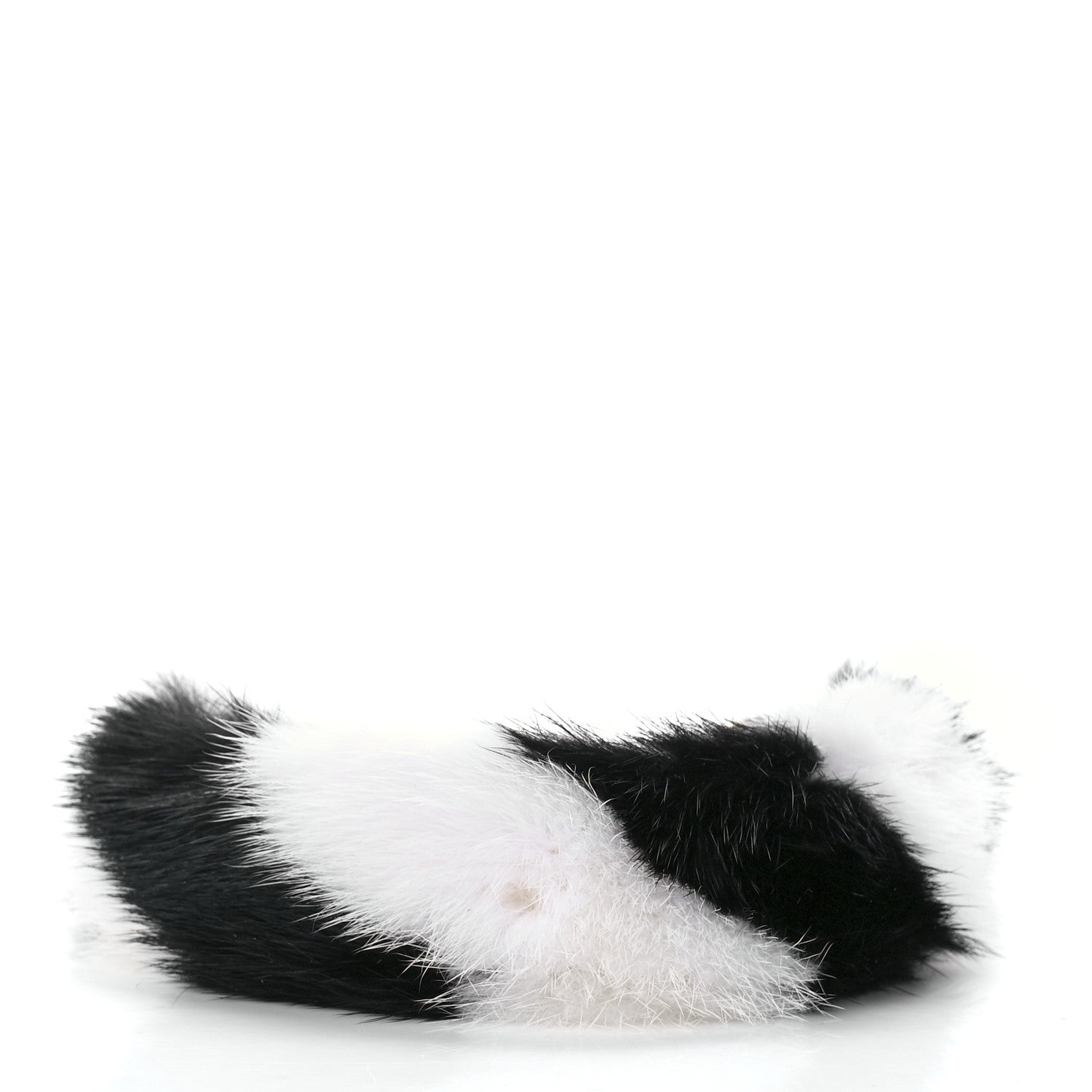 Fendi Mink Fur Vitello Dolce Pequin Mini Strap You Black White 2 of 5