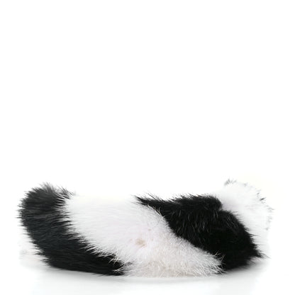 Fendi Mink Fur Vitello Dolce Pequin Mini Strap You Black White 2 of 5
