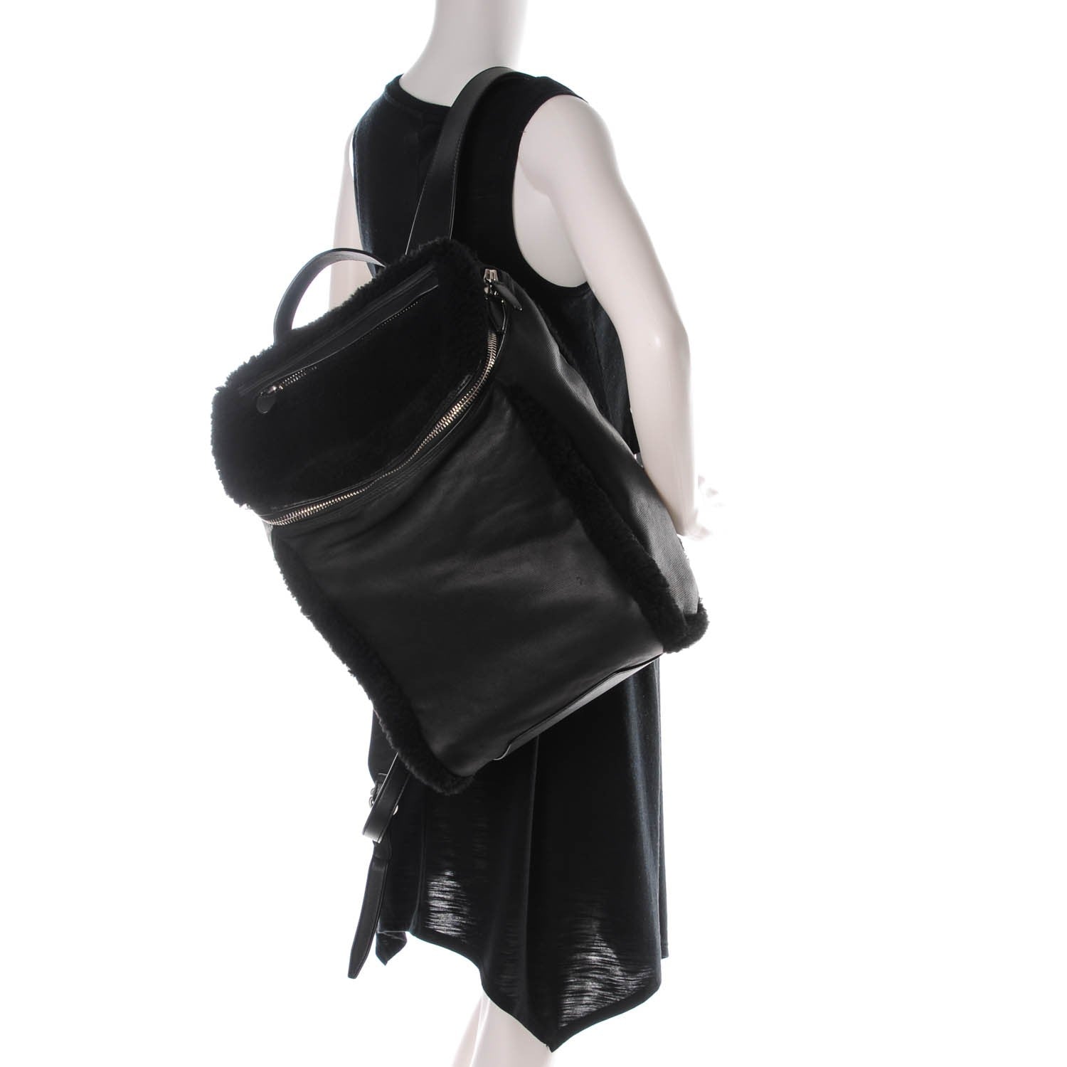 Alexander Wang Shearling Rubberized Lambskin Inside Out Backpack Black 2 of 6