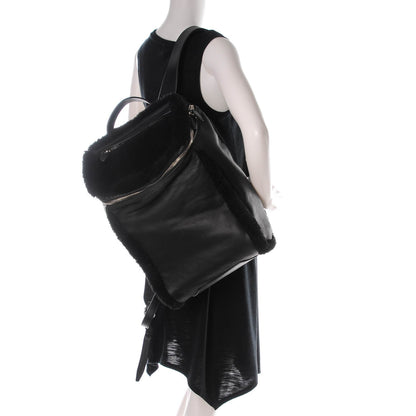 Alexander Wang Shearling Rubberized Lambskin Inside Out Backpack Black 2 of 6