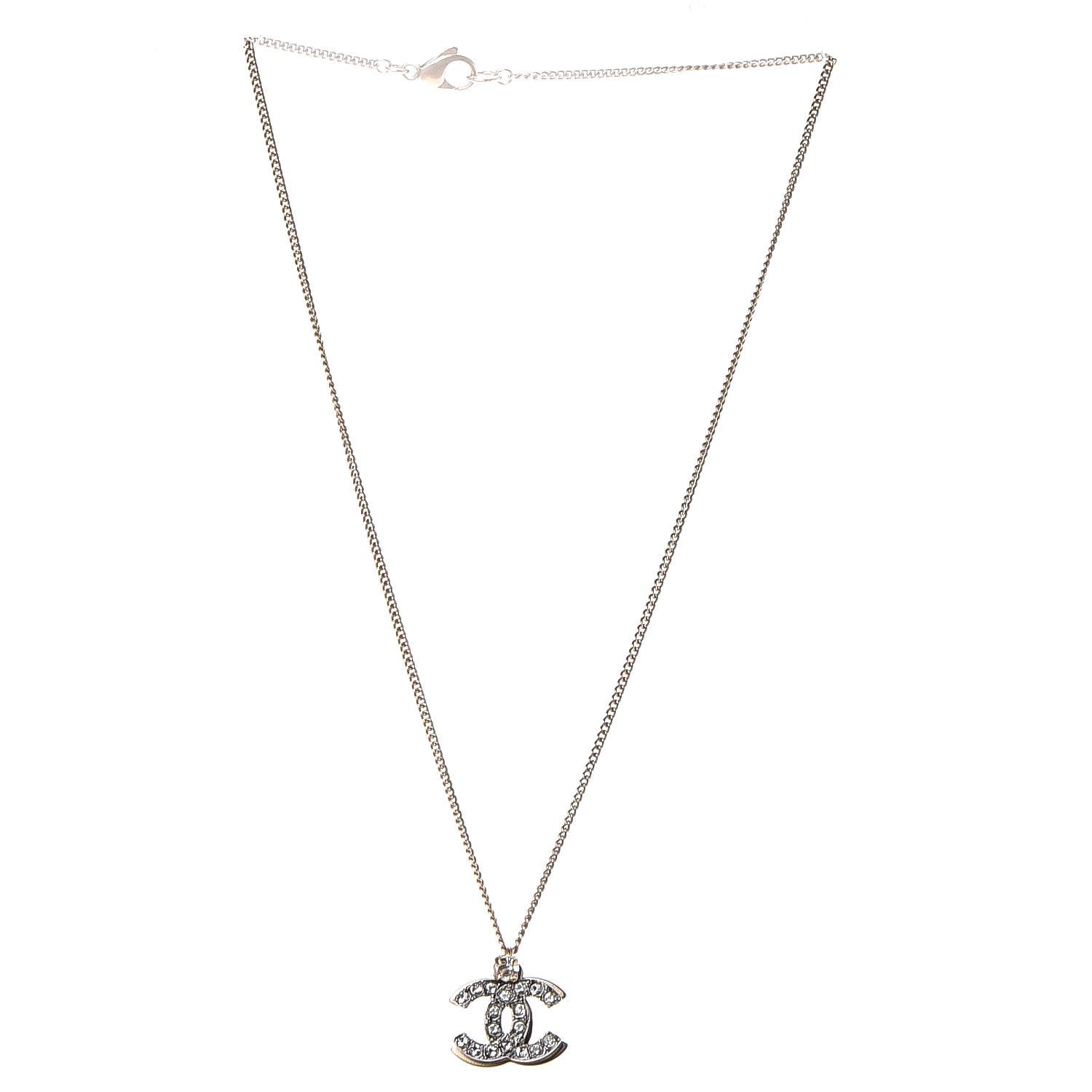Chanel Crystal Double CC Necklace Gold Ruthenium 3 of 7