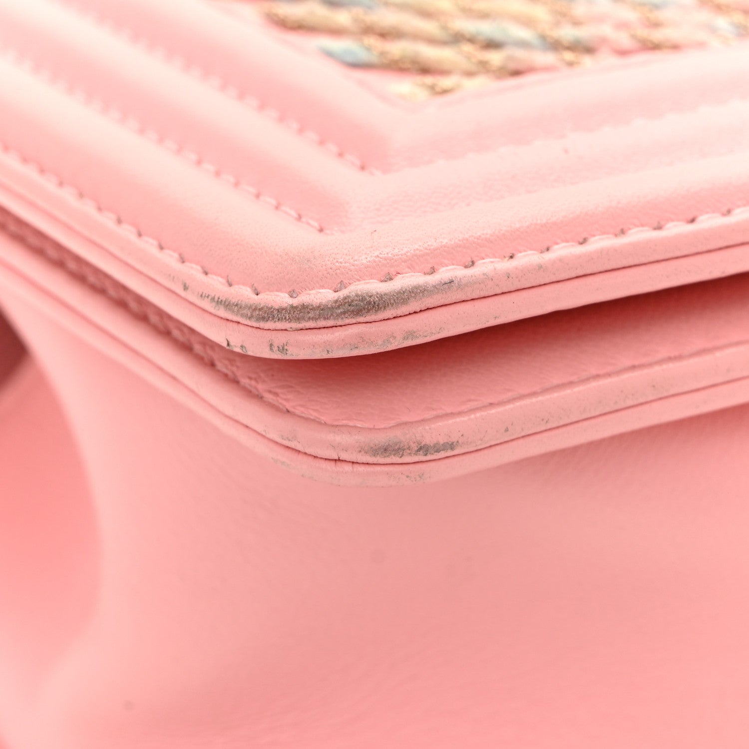 Chanel Calfskin Chevron Embroidered Small Boy By The Sea Flap Pink 11 of 14