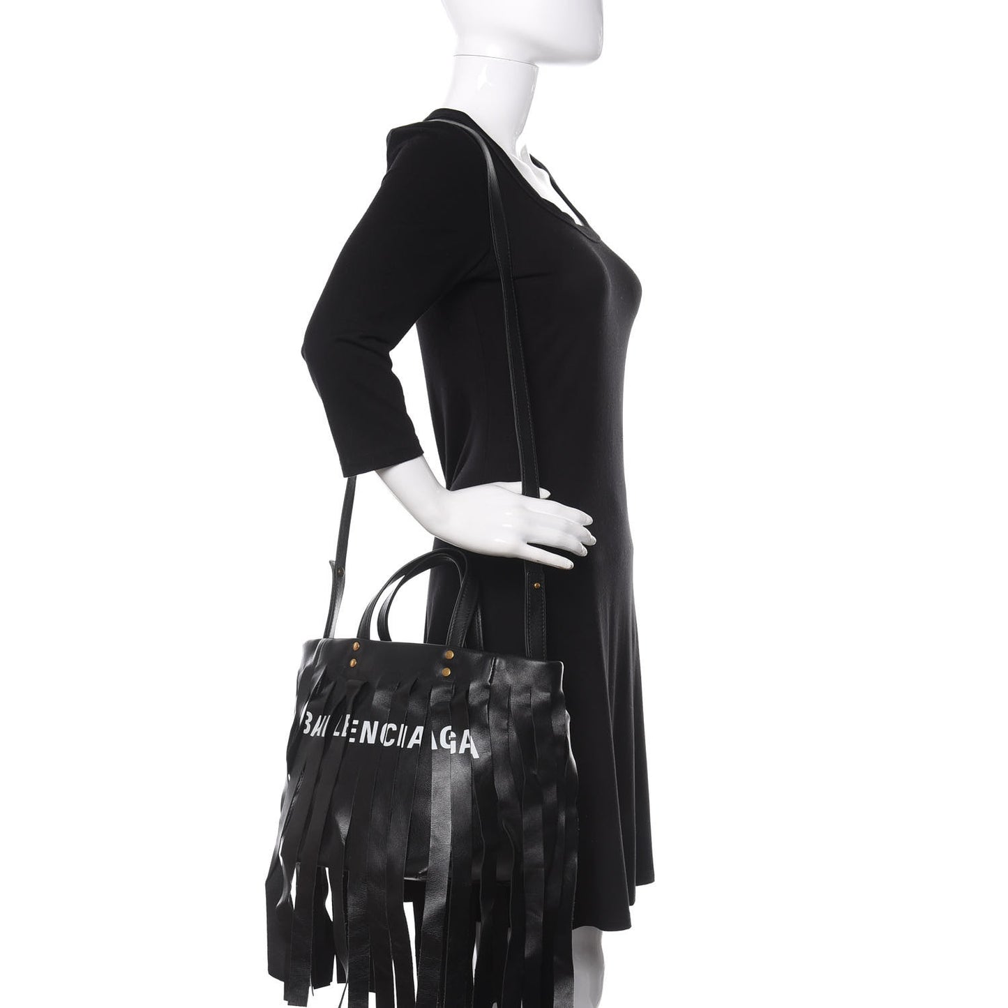 Calfskin XS Fringe Laundry Cabas Black