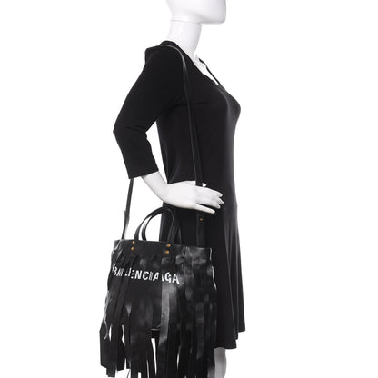 Balenciaga Calfskin XS Fringe Laundry Cabas Black 2 of 12