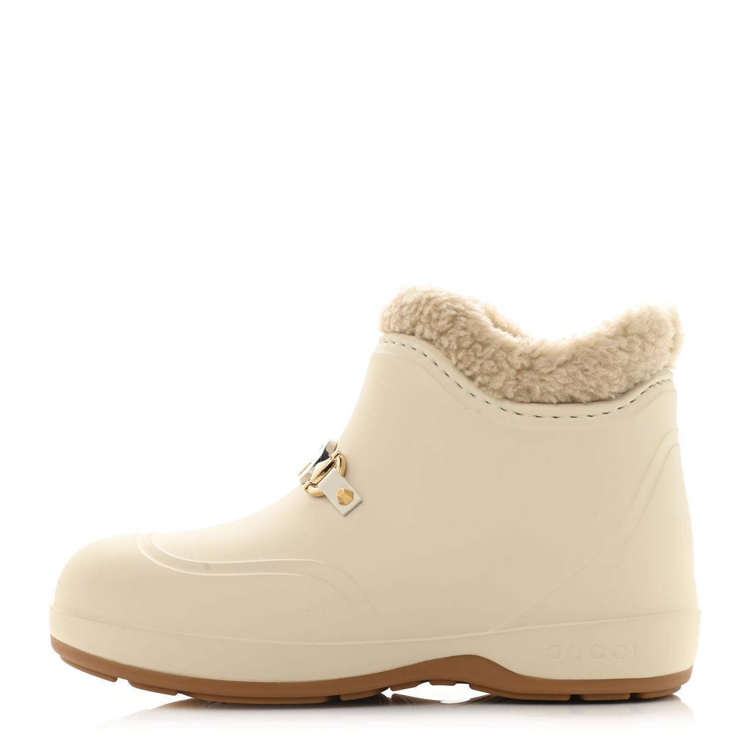 Gucci Rubber Wool Womens Crossy Ankle Boots 35 Mystic White Butterscotch 1 of 9