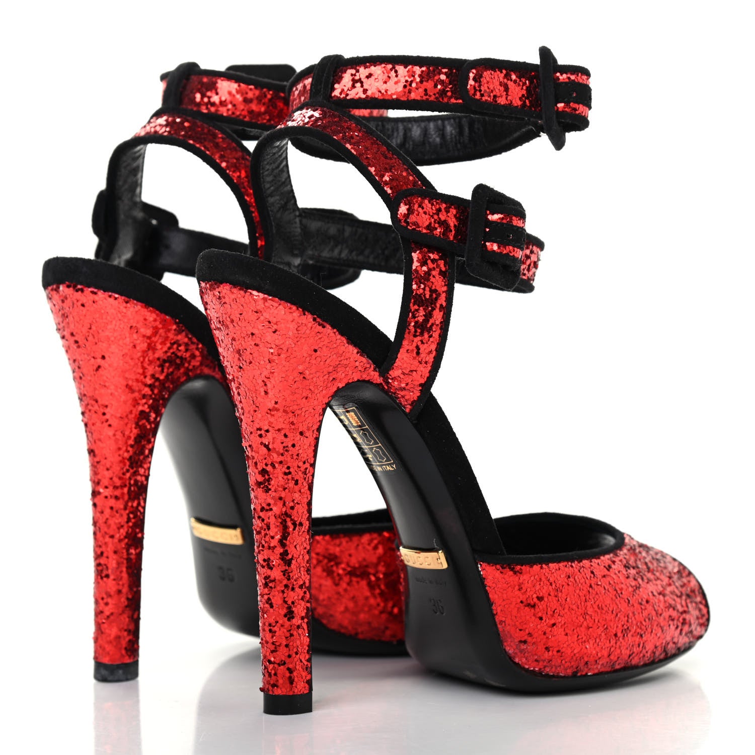 Gucci Glitter Suede Galactica Super Kid Platform Sandals 36 Red 6 of 10