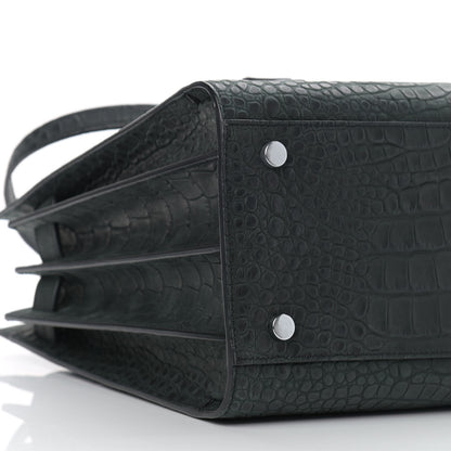 Saint Laurent Calfskin Crocodile Embossed Small Sac de Jour Black 7 of 11
