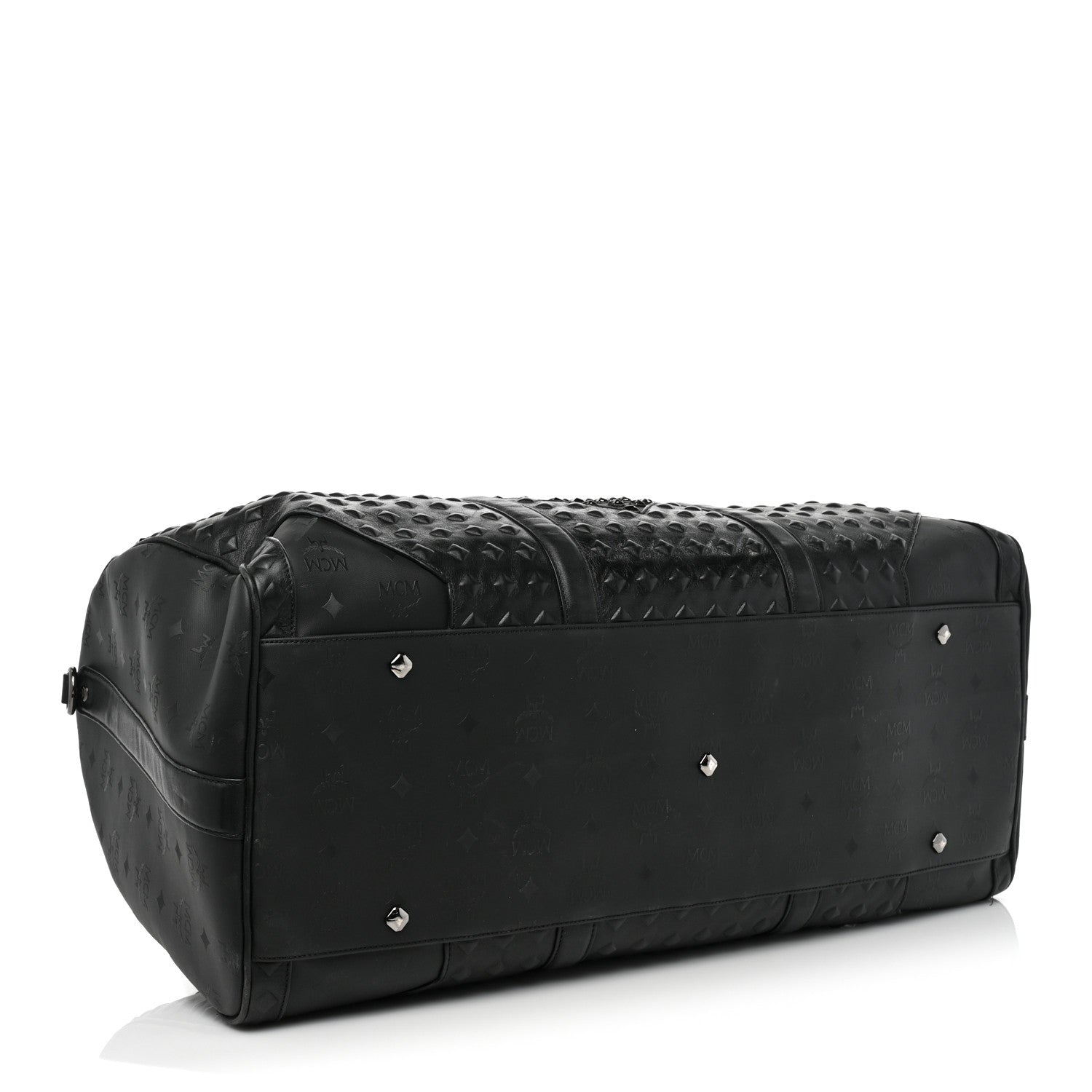 MCM Visetos Medium Stud Traveler Weekender Duffle Bag Black 7 of 12