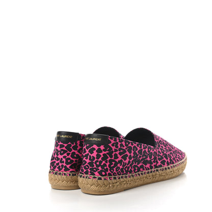 Saint Laurent Canvas Leopard Print Espadrilles 39.5 Fushia Black 4 of 9