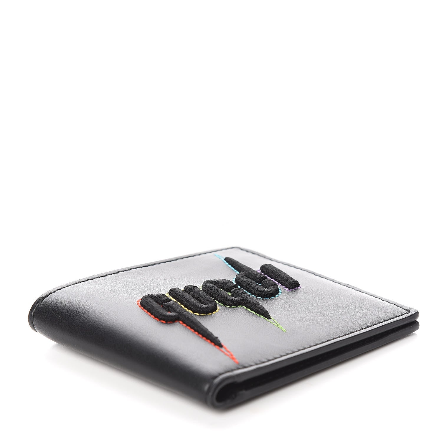 Gucci Calfskin Blade Embroidered Card Case Black 3 of 8