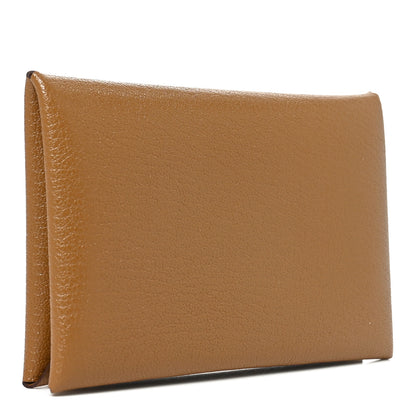 Hermes Chevre Mysore Calvi Card Case Caramel 3 of 8