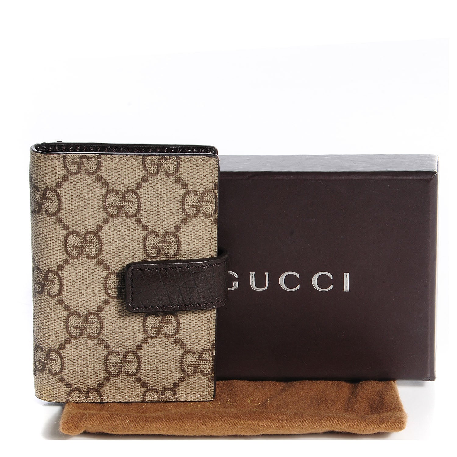 Gucci Monogram GG Plus Avel Card Holder Wallet Beige Ebony Cocoa 5 of 8
