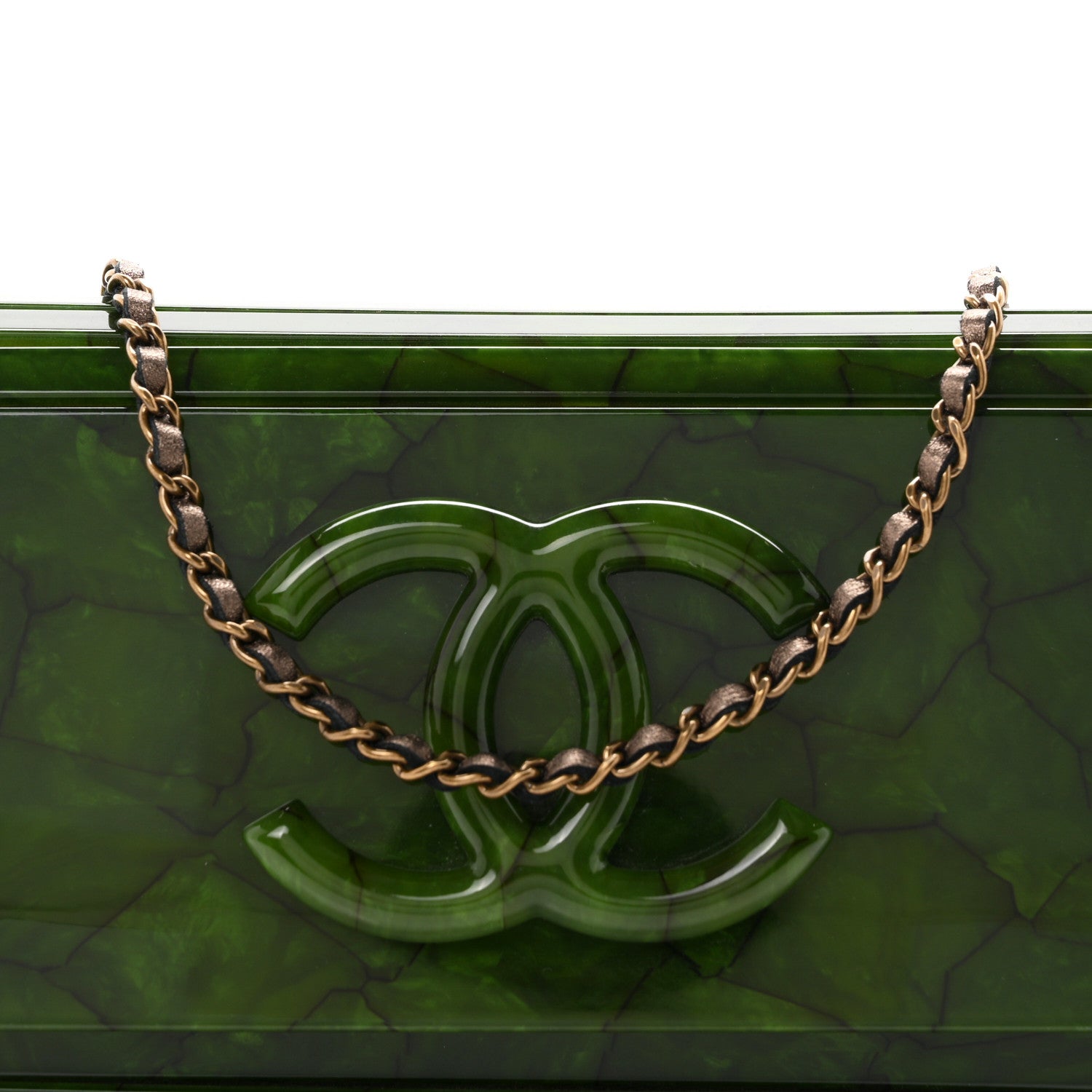 Chanel Plexiglass Jade Paris Shanghai CC Clutch Green 7 of 9