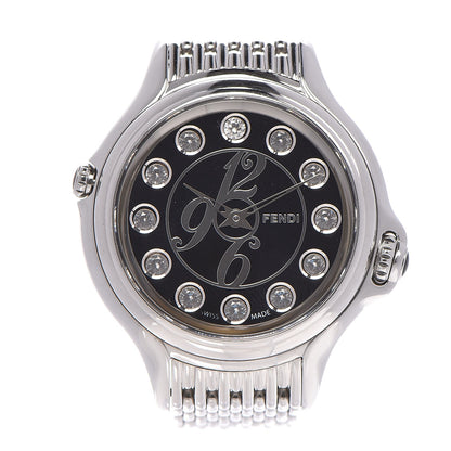 Fendi Stainless Steel Diamond Topaz 38mm Crazy Carats Rotating Gem Quartz Watch Black 1 of 9